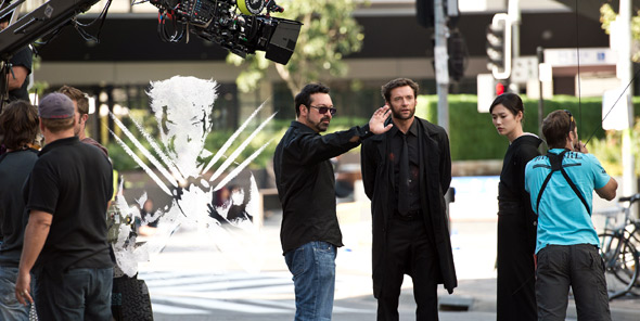 Джеймс Мэнголд, Хью Джекман, Тао Окамото на съемках «Росомахи» Джеймс Мэнголд «Росомаха»