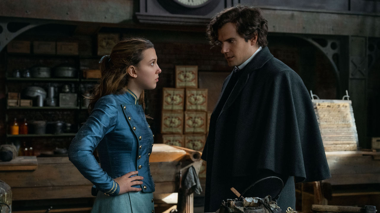 Millie Bobby Brown and Henry Cavill in Netflix's Enola Holmes 2