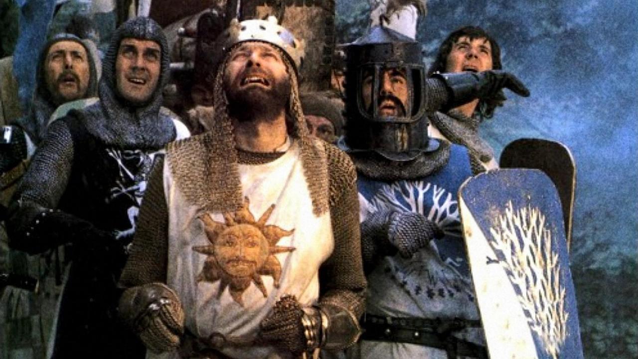 The main cast of Monty Python and the Holy Grail.