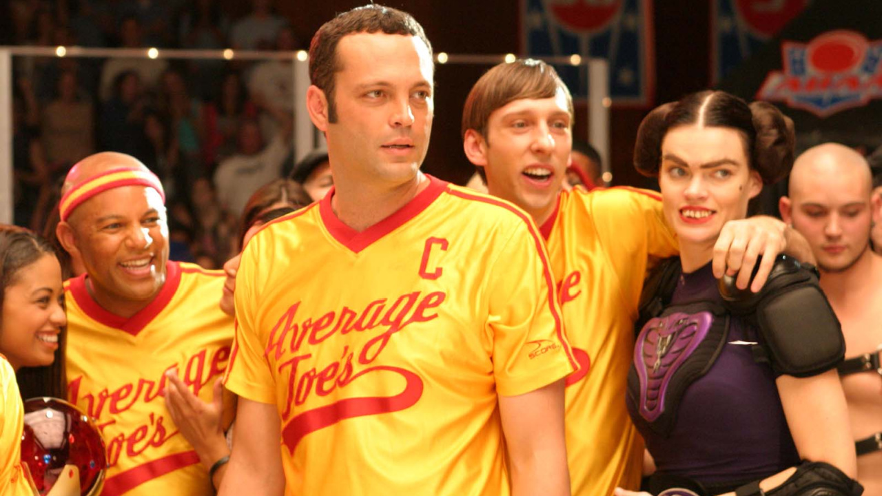 Vince Vaughn and his cast in Dodgeball.