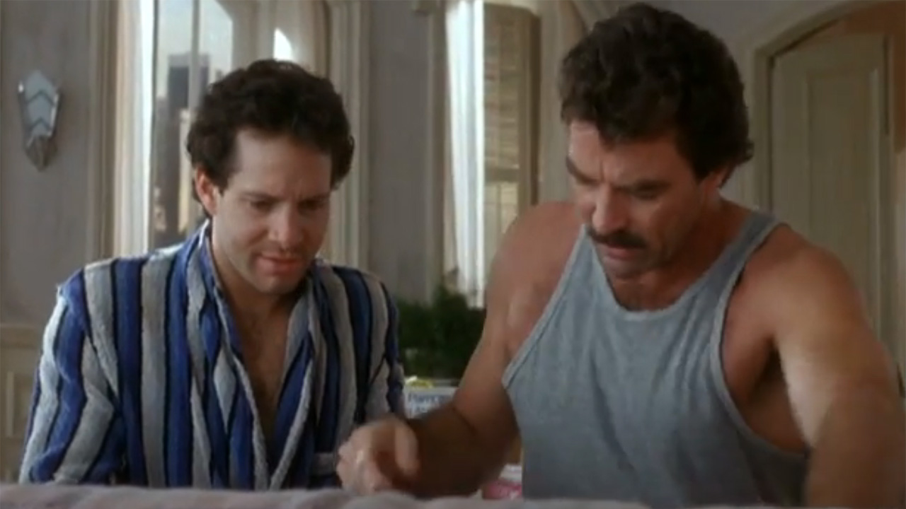 Tom Selleck und Steve Guttenberg in Three Men and a Baby.