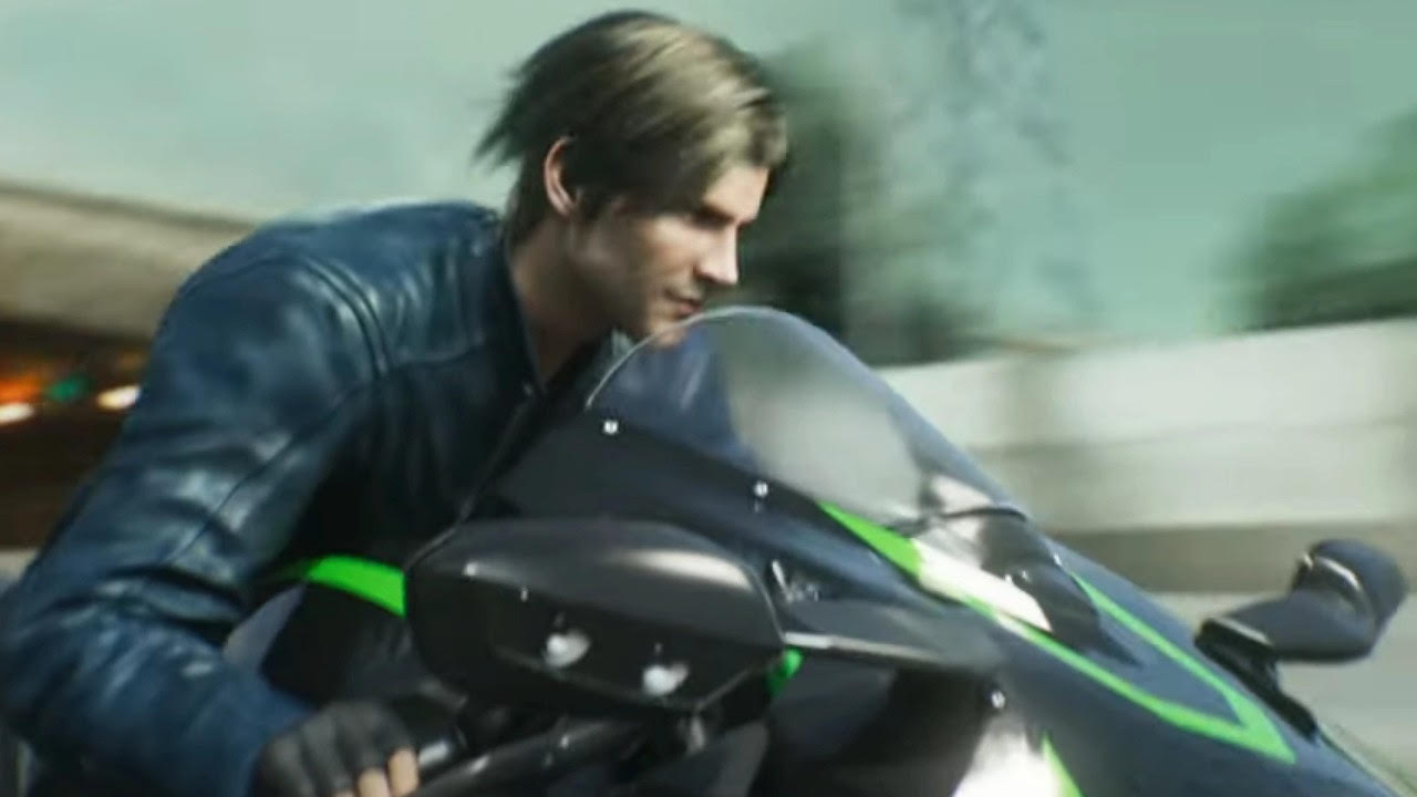 Leon S. Kennedy sur une moto dans Resident Evil : Death Island