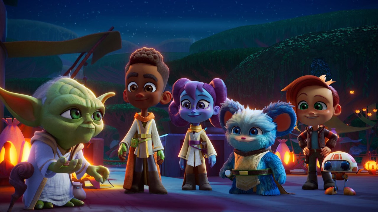 Yoda umgeben von Jünglingen in Star Wars: Young Jedi Adventures