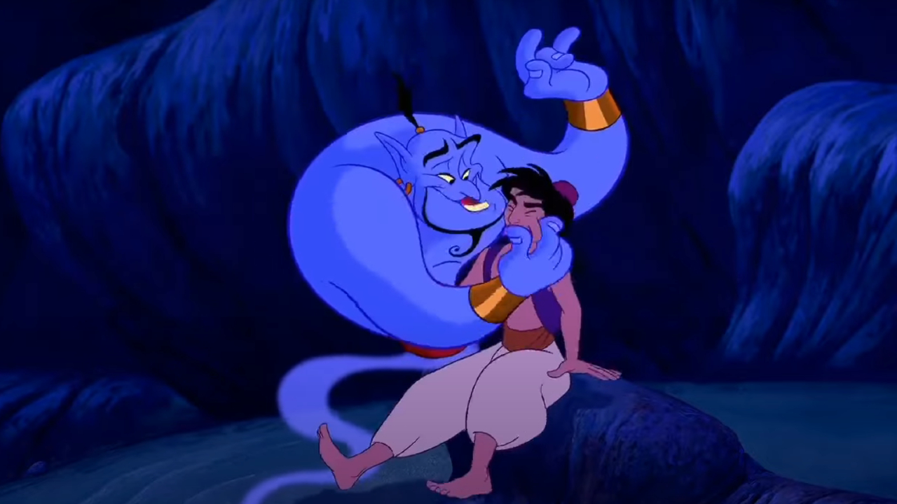 Génie parlant avec Aladdin dans Aladdin