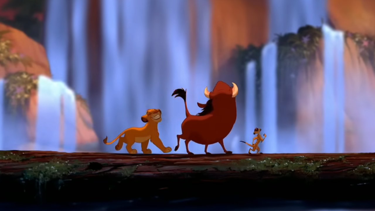 Simon, Pumbaa et Simba chantent 