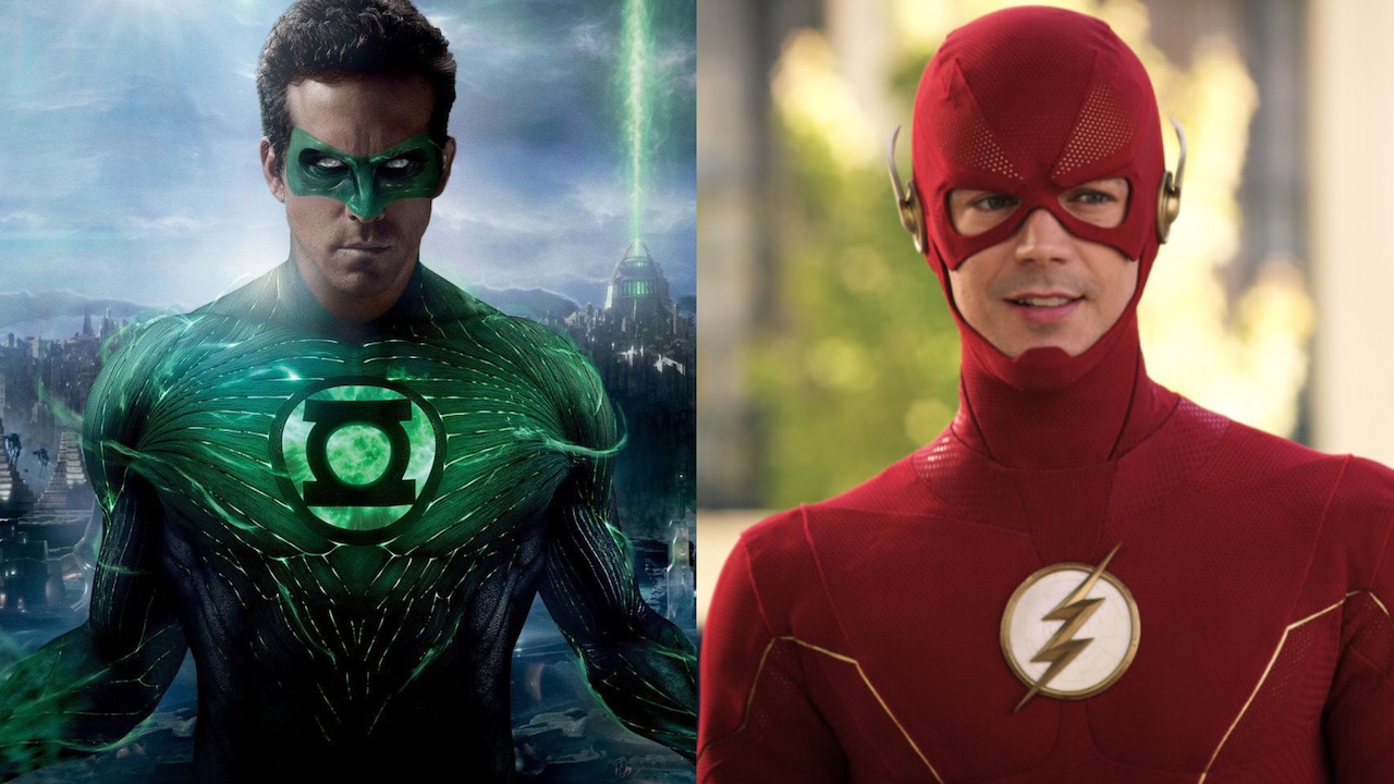 Ryan Reynolds dans le rôle de Green Lantern et Grant Gustin dans le rôle de Flash