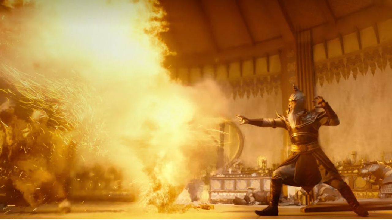 Un chef de la Nation du Feu brûlant un homme vif dans Avatar le dernier maître de l'air.