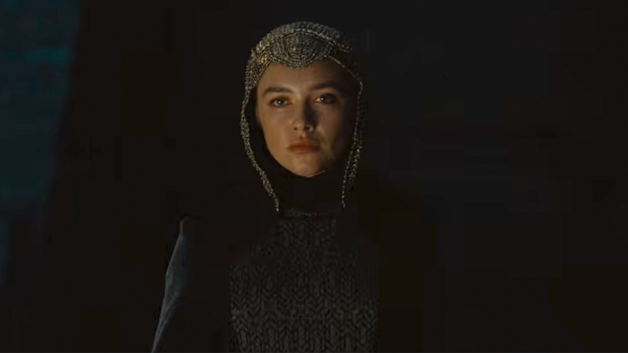 Florence Pugh dans le noir avec son visage visible dans Dune Part 3