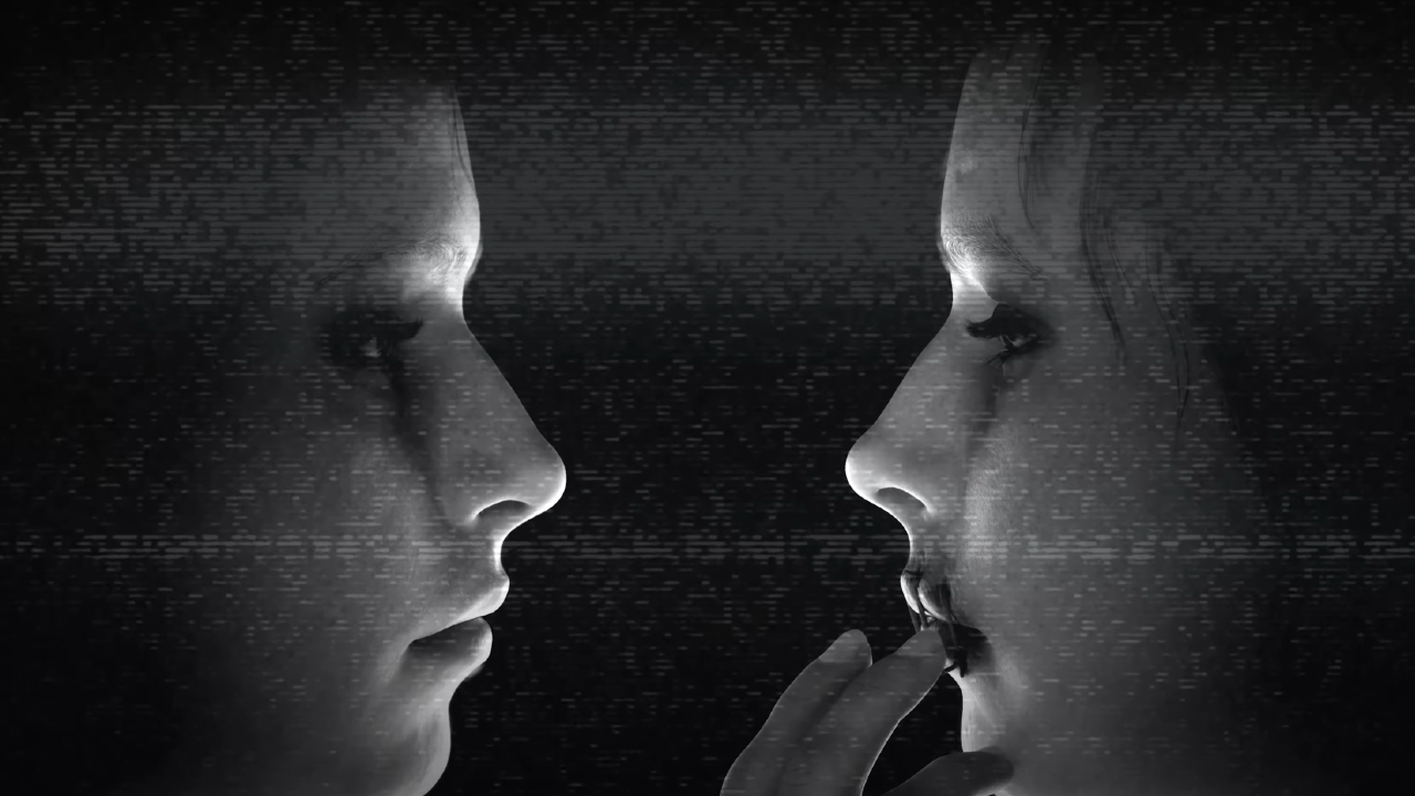 Twins looking at one another in Martha is Dead