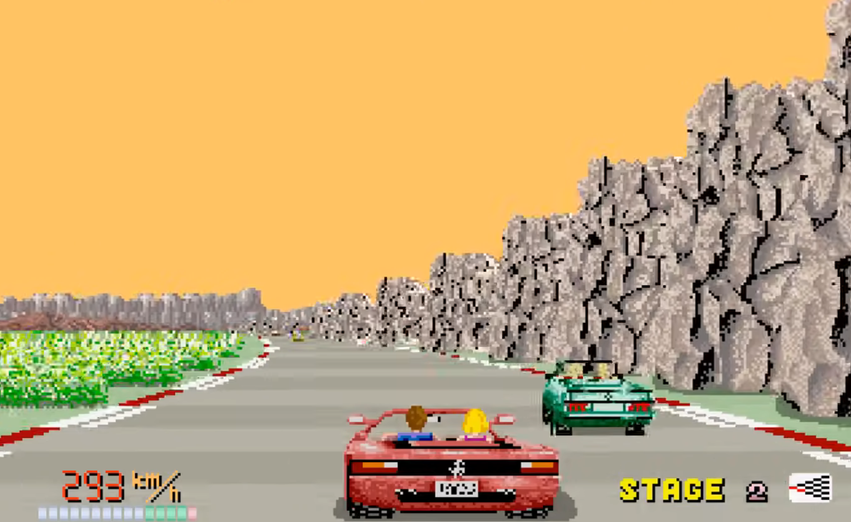A car racing in OutRun