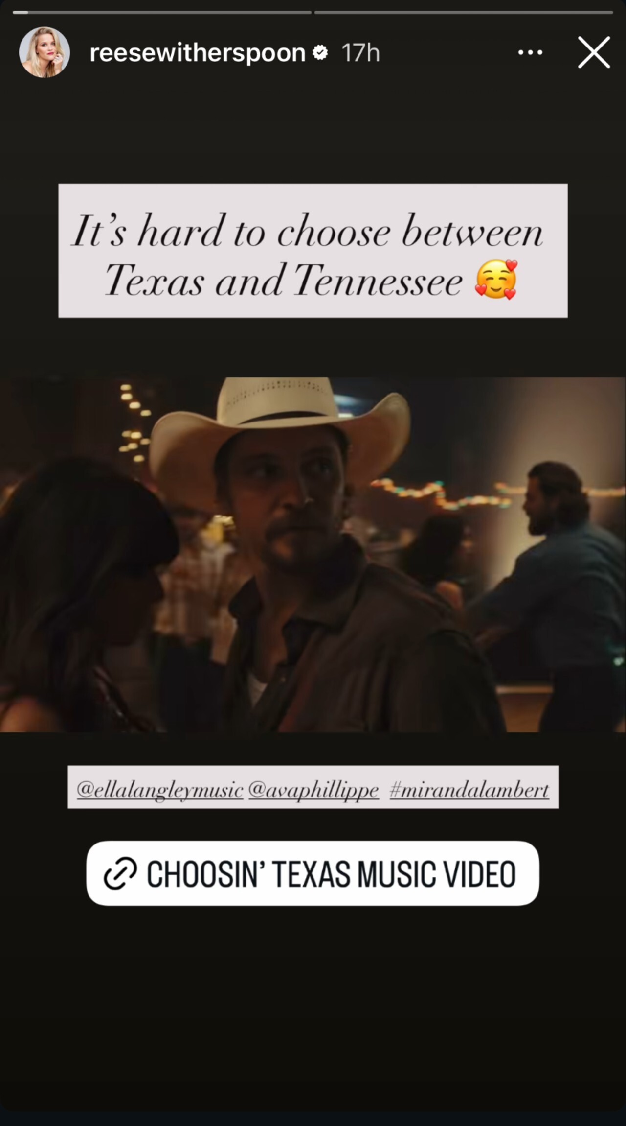 Риз Уизерспун рассказала о клипе Эллы Лэнгли Choosin' Texas.