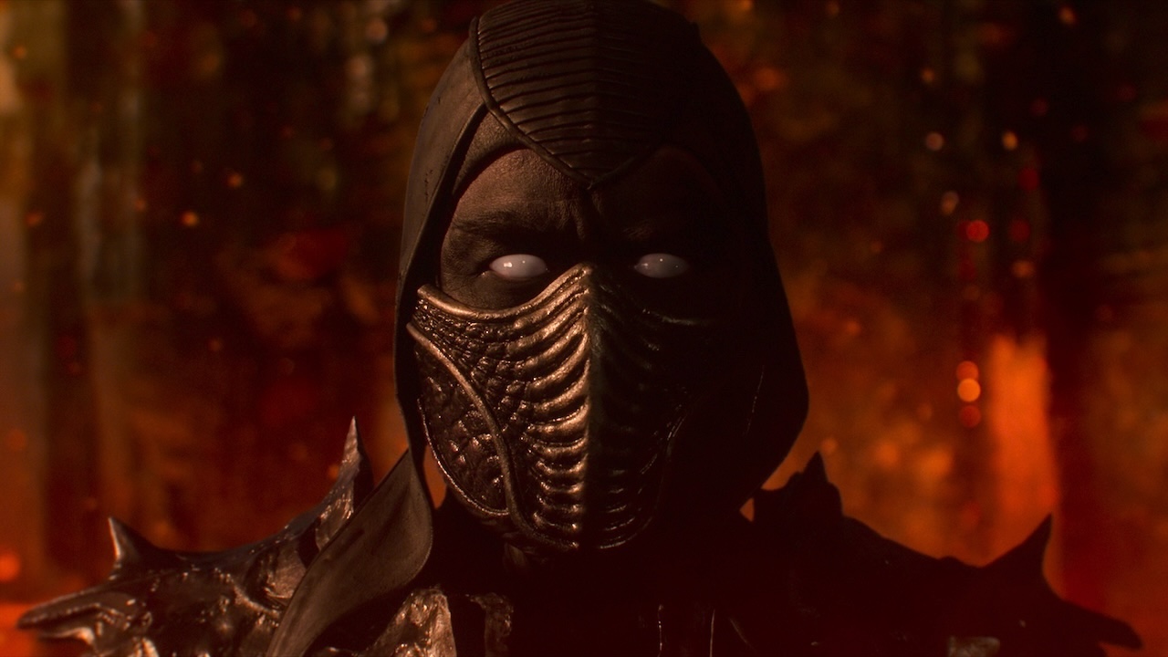 Scorpion debout à l'intérieur d'une chambre remplie de lave dans Mortal Kombat II