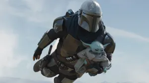 Pedro Pascal und Grogu in „The Mandalorian and Grogu“ (LucasFilm)