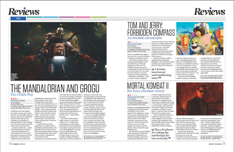 Deux pages de critiques de films.
