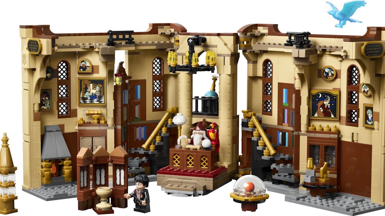 LEGO Harry Potter Dumbledores Office Book Nook LEGO-Set wird offen mit weißem Hintergrund angezeigt