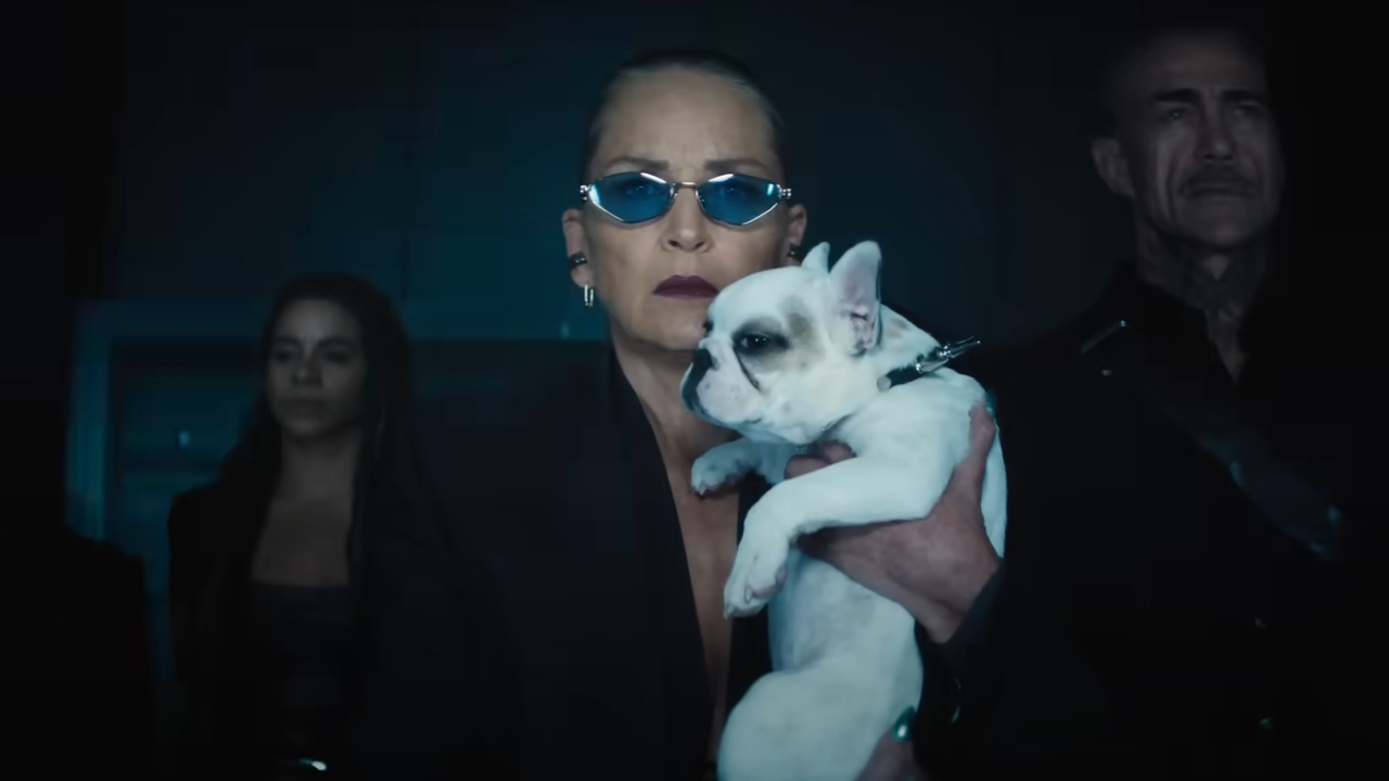 Sharon Stone hält in Nobody 2 einen Hund